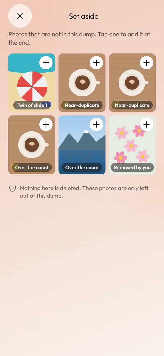 Fold bursts and near-duplicates without deleting anything